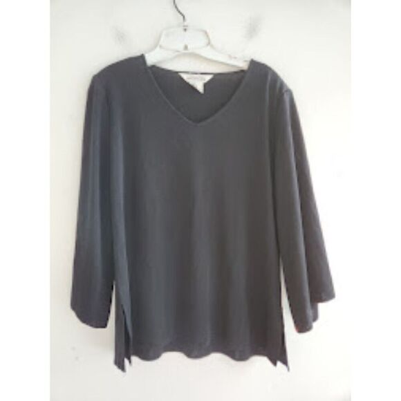 Exclusively Misook Vtg V-Neck 3/4 Flare Sleeves Pull Over Blouse size Large - Picture 1 of 6